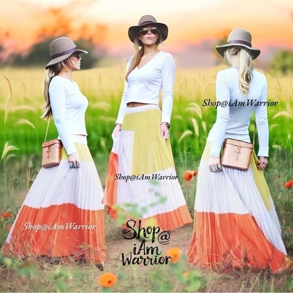 Anthropologie pleated color block maxi skirt *shop@iamwarrior - Picture 1 of 13